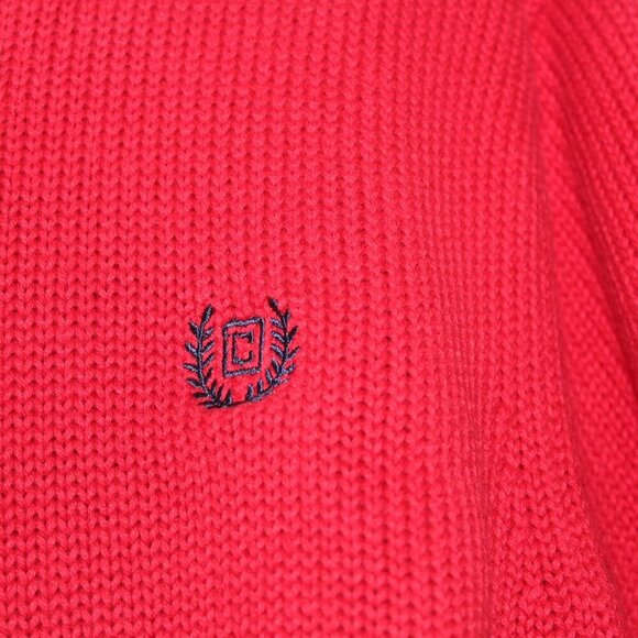 Men's Chaps Red Heavy Cotton Sweater Size Large - Picture 3 of 5